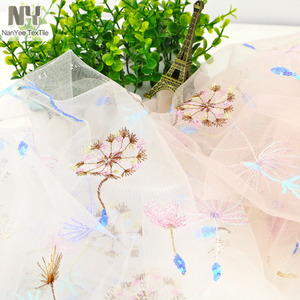 Nanyee Dệt Màu Hồng Óng Ánh Bồ Công Anh Hoa Vải Tuyn Vải Sequin - Product Image 3