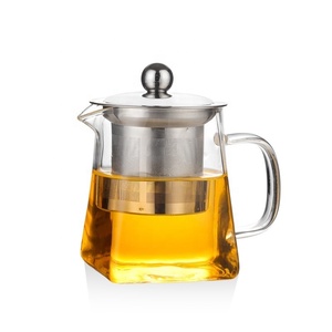 500 ML Stovetop Safe Tea Set Borosilicate <strong>Glass</strong> square <strong>Teapot</strong> <strong>with</strong> Stainless Steel <strong>Infuser</strong> - Product Image 2