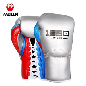 New use your own brand string lace-up type professional high quality boxing gloves from china