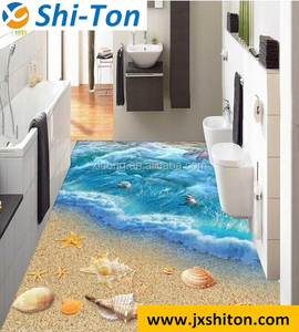 Carreaux de sol en porcelaine 3D pour salle de bain/chambre à coucher, motif vague de plage bleue - Product Image 6