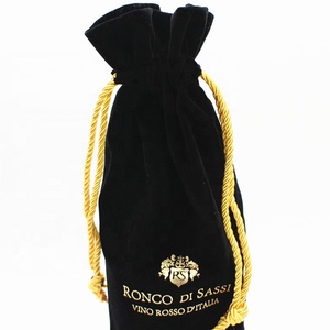 Sac cadeau en velours avec cordon de serrage personnalisé, recyclable, pour bouteille de vin, de liqueur et d'emballage de champagne avec logo imprimé à l'écran - Product Image 4