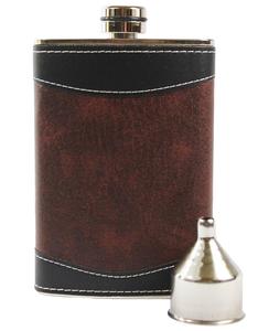 Flacon de hanche enveloppé de cuir léger et discret de 8 oz en acier inoxydable pour Cambodge Old Overholt <span class=keywords><strong>Reyka</strong></span> - Product Image 3