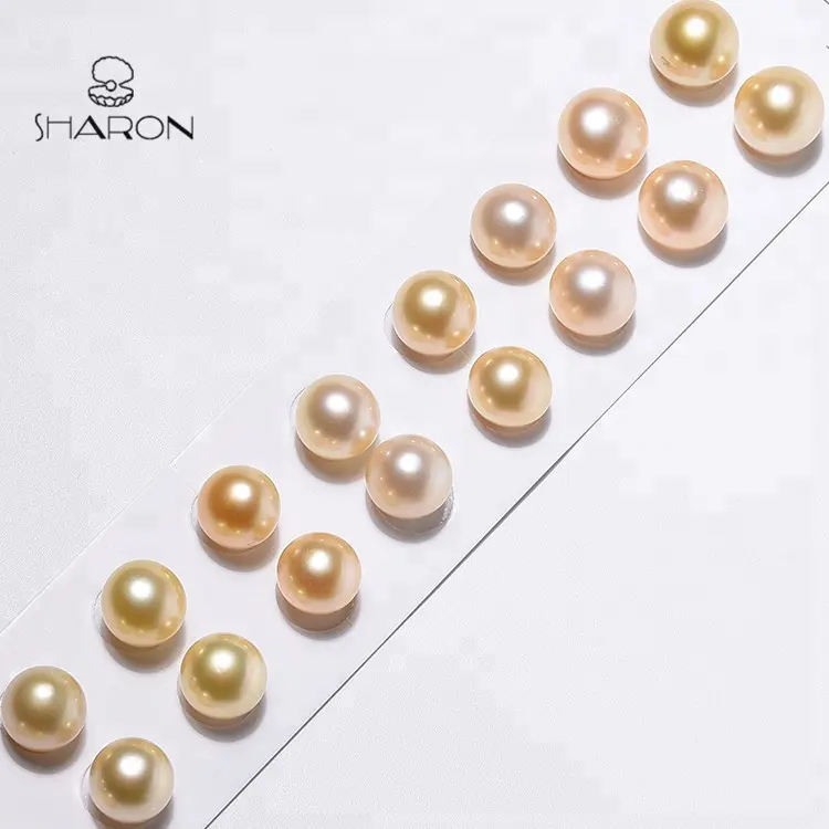 High-Quality 10-12ミリメートルAA + Seawater One-Pair China Golden South Sea Round Pearl Beads