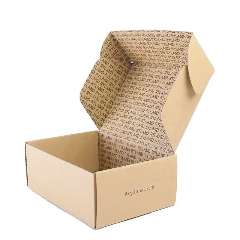 Roupas de design de embalagem saco de papel marrom kraft papelão ondulado caixa de correio