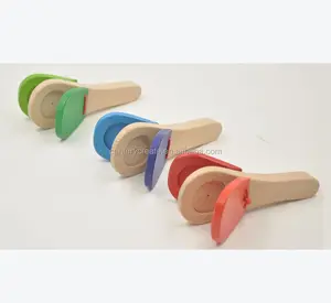 Sonajeros de madera, Castanet, claqueta de mano, madera para sonajero, instrumento Musical de juguete