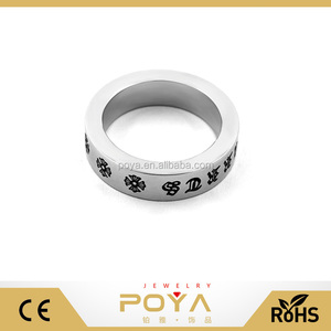 POYA Bijoux Japon Et la Corée Du Sud De Mode Simple Six Mots Anneau En Acier Inoxydable, Vintage Alphabet Romain Index Bague - Product Image 1