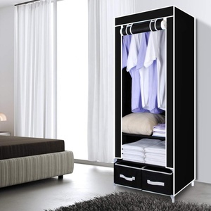 Armoire portable, <span class=keywords><strong>placard</strong></span> pliable, organisateur de vêtements, étagères <span class=keywords><strong>pour</strong></span> le rangement, résistant à la poussière, noir - Product Image 4