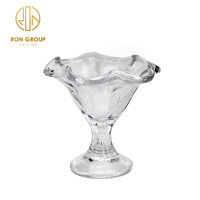 Tasse à dessert à yaourt en verre trempé, Assurance qualité, conception gravée durable, tasse à glace en verre transparent à haute vapeur avec pied
