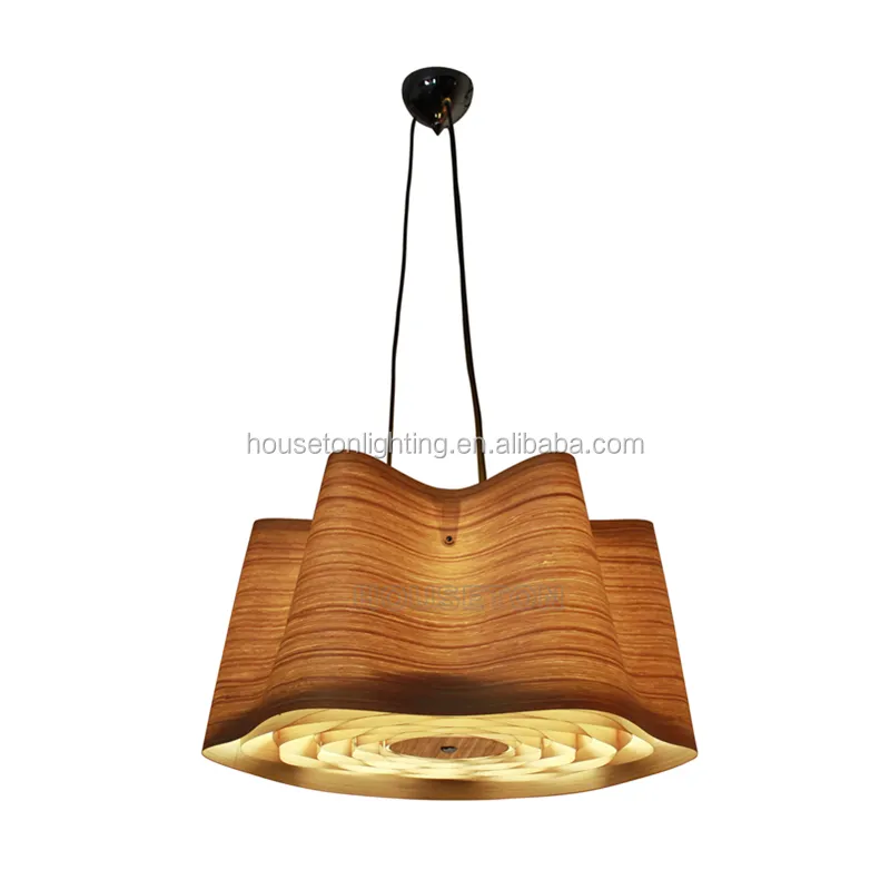 Lampe suspendue en bois à la forme d'une fleur, design moderne et créatif, luminaire décoratif d'intérieur, idéal pour une salle à manger ou un hôtel, nouveau modèle