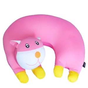 Niños Microesferas Rosa Gato En Forma de U de Viaje Emoji Almohada de Apoyo Cuello Avión/Coches/Home almohada de espuma