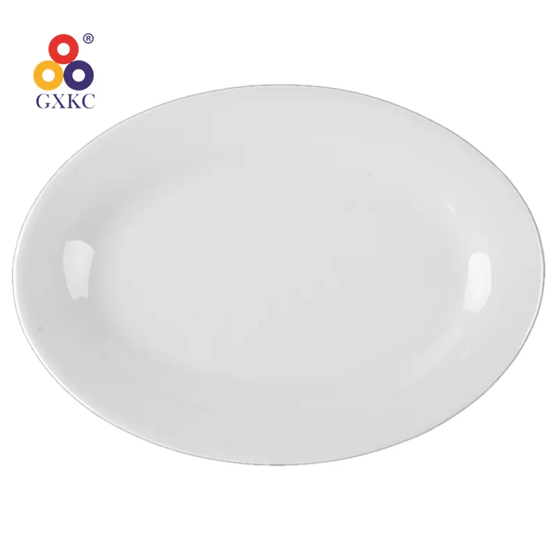 Guangxi Sanhuan White Ceramic Restaurant Dish Plate GXKC Western Plain Plates 23cm - Pack of 100 9inch Paper 12"