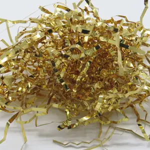 Luxury Iridescent Metallic Stuffing Foil Mylar Gold Biodegradation Crinkle Cut Shredded Paper Tissue Filling