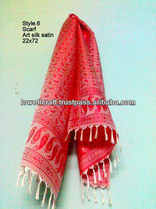 Varanasi Banarasi Écharpe en satin de soie Jacquard géométrique Art Design pour l'été - Product Image 2