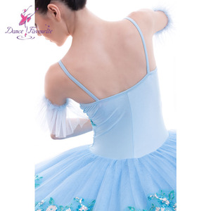 Traje de Ballet para Mujer, Tutú Pancake Azul Cielo, Vestido de Bailarina, Tutús de Práctica BLL025 - Product Image 6