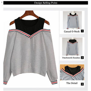 Felpa con cappuccio TONGYANG 2018 <span class=keywords><strong>felpe</strong></span> con cappuccio Patchwork con spalle scoperte Top pullover girocollo tuta da donna - Product Image 5