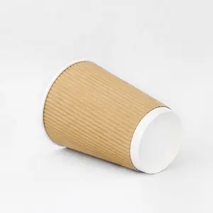 Vaso डे papel लहर दीवार ठंडे पेय कागज के कप lids के साथ डिस्पोजेबल खाद्य ग्रेड पर्यावरण के अनुकूल कॉफी पेपर कप