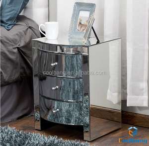 Elegant Mirrored Glass <strong>3</strong> Soft Close Chest <strong>Drawer</strong> <strong>Bedside</strong> Curved Mirror <strong>Bedside</strong> <strong>Table</strong> - Product Image 2