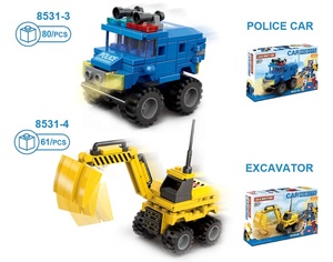 Mainan Bata Ambulans Mobil Polisi Truk Pemadam Kebakaran Mengubah Robot Anak-anak Blok Bangunan DIY - Product Image 3