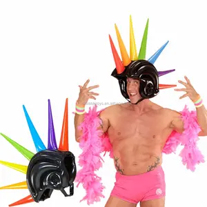 Fabriek Opblaasbare Biker Helm Spike Pride Punk Mohawk Regenboog Hoed Blow Up