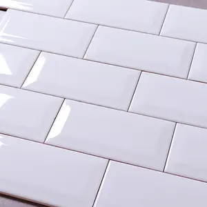 3x6 inches/75x150mm white color subway ceramic tile for kitchen/bathroom/toilet wall and floor decoration