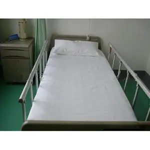 Venta al por mayor 130TC tejido blanco polycotton hoja de cama plana de hospital de goma