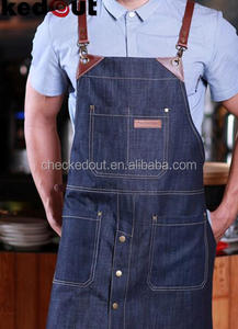 2017 checkedout Denim split delantales <span class=keywords><strong>de</strong></span> cuero para chef - Product Image 3