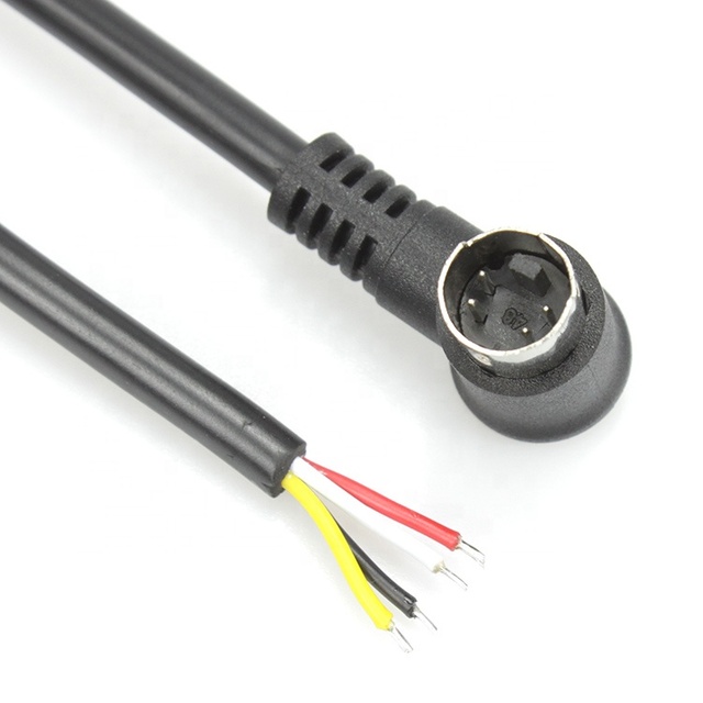 Customizable Right-Angle Mini DIN 4-Pin Male to Wire Ends Connector Audio Cable for Industrial Automation & LED Lighting CE RoHS