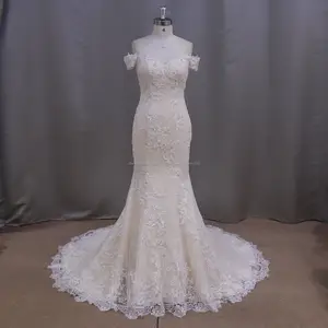 XF161-15A Nouveau design élégant alibaba robe de mariée sirène dentelle motif de mariée robe