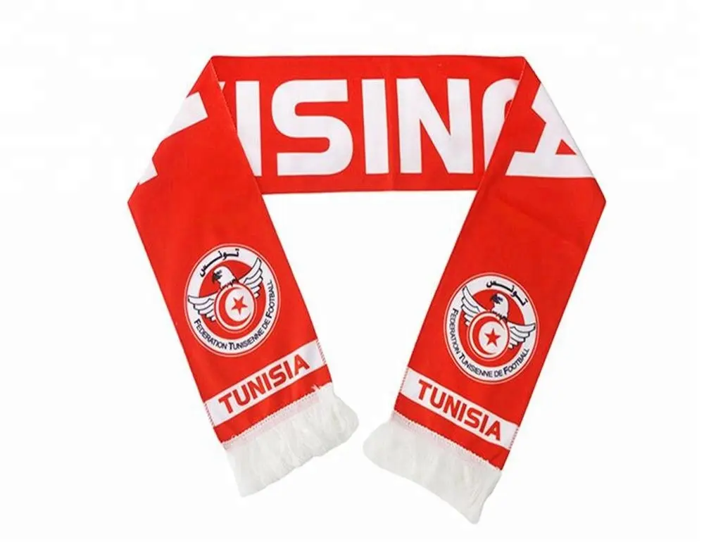 Custom football sports scarf Tunisia knitted scarf