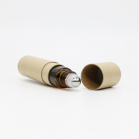 Kosmetisches Ätherisches Öl 15ml Braune Bernsteinfarbene Edelstahl-Glas-Roll-on-Flasche aus Recyclingmaterial mit Schwarzem Kunststoffdeckel