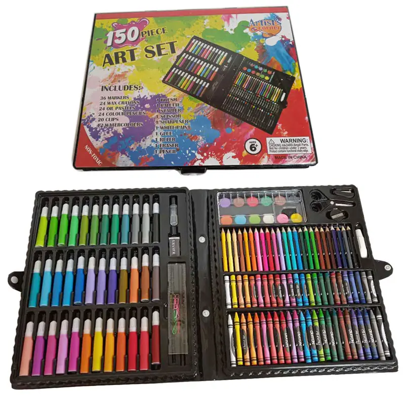 150 pezzi 150 pezzi scuola per bambini scatola di legno scatola da colorare disegno per bambini arte set prodotto di cancelleria