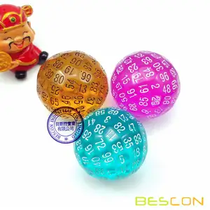 Bescon שקוף Polyhedral קוביות 100 צדדים קוביות, 100-צדדי קוביית של אמבר