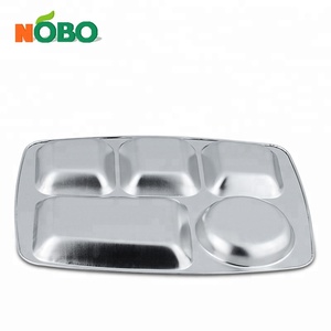 Compartimiento caliente 5 en 1, platos divididos, bandeja de comedor, escuela, oficina, Rectangular, de acero inoxidable - Product Image 3