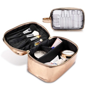 Bolsa de Maquillaje Cosmética Grande, Dorada, Transparente, de TPE, con Cierre de Cremallera y Asa, <span class=keywords><strong>para</strong></span> Viajes y Uso al Aire Libre - Product Image 2