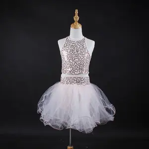 Vestido rosa brilhante único para meninas, vestido de balé tutu meninas, traje de dança e desempenho do palco