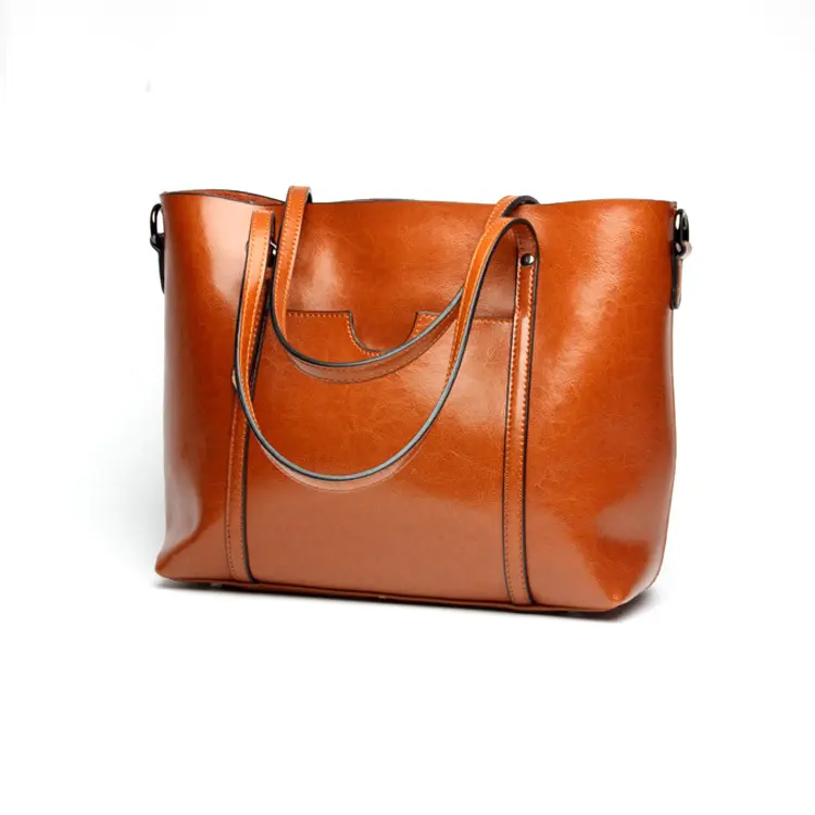 Ladies bag 2024 new fashion vintage handbag with coin bag set women genuine leather big shopping shoulder bag