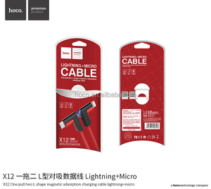 HoCo X12 un tirón dos L forma magnética adsorción Color <span class=keywords><strong>2</strong></span> en 1 <span class=keywords><strong>cable</strong></span> de carga con ltn + micro - Product Image 6
