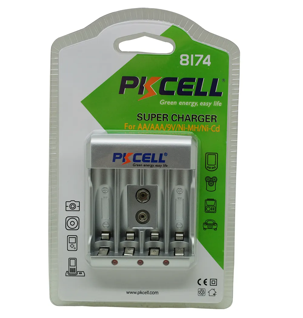 Pkcell 1.2 V AA cargador de batería AAA NiMH NI-CD 9 V cargador de batería 8174 8182 C y D batería