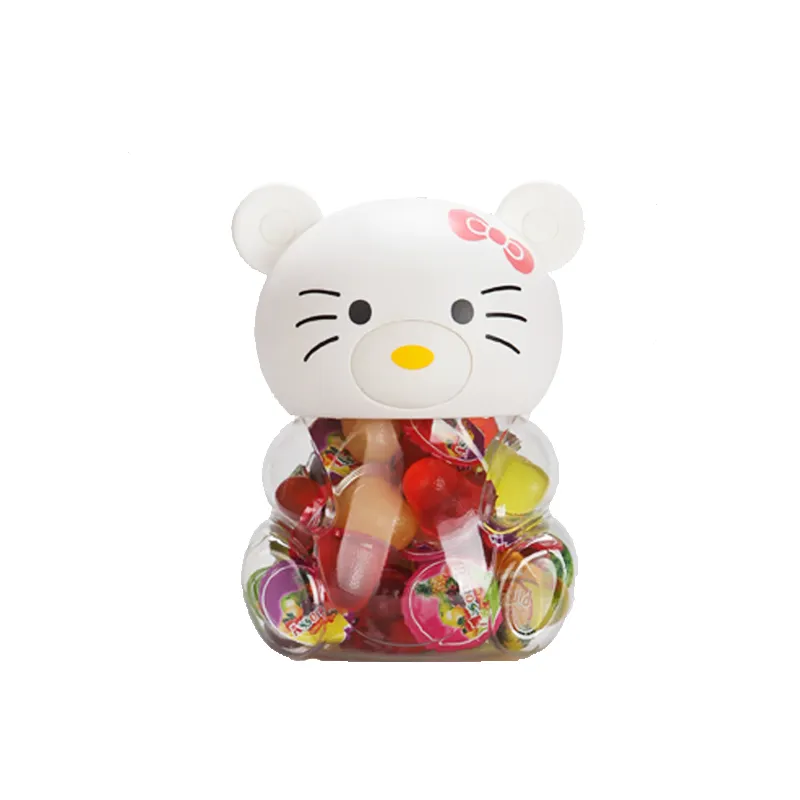 MINICRUSH CANDY HACCP ISO Certified mini fruit jelly candy in Kitty jar for kids toys