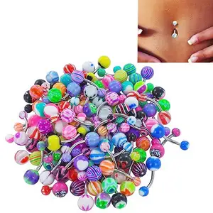 Colorful Sexy Belly Bars Body Piercing Jewelry Mixed Colors Acrylic Belly Button Rings