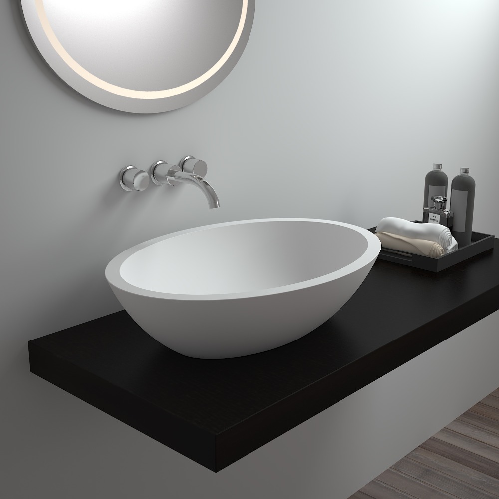 SM-8302 твердой поверхности в ванной комнате Столешница Раковина овальной формы