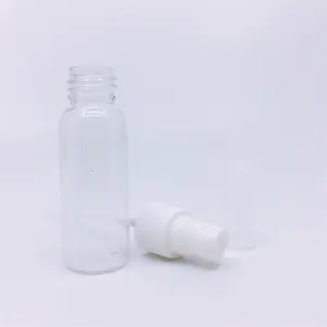 Bouteille de pulvérisation ronde en plastique PET 30cc pour emballage cosmétique pompe de pulvérisation fine brumeuse