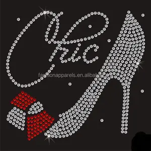 Hot Fix Heat Transfer Rhinestones High Heel Bow Iron On Bling Transfer