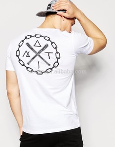 Hommes manches courtes retour imprimer évacuation de l'humidité blanc t-shirt - Product Image 1