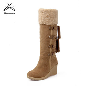 Nuovi stivali di design scarpe da donna sexy nere stivali con <span class=keywords><strong>zeppa</strong></span> <span class=keywords><strong>alta</strong></span> da donna - Product Image 2