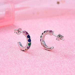 POLIVA Women's 925 Sterling <strong>Silver</strong> <strong>Hoop</strong> <strong>Earrings</strong> Wholesome Fashion with Rhodium Plating Zircon Stone for Wedding Party Gifts - Product Image 4