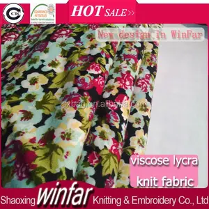 Winfar têxtil atacado tricô flor impresso 32 s fiado Rayon Spandex tecido de Viscose