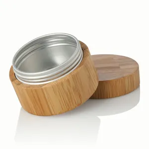 Pot en aluminium et bambou recouvert, emballage cosmétique naturel 20/30/40/50/60/70/100/120/150/200g, couvercle en étain, pot de 250 ml