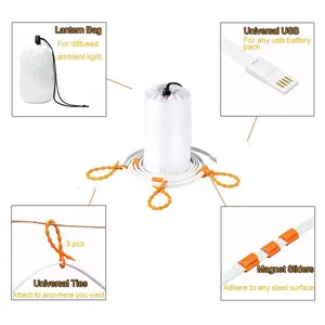 Tira de luces LED portátil para acampar al aire libre, lámpara de luz alimentada por USB para senderismo