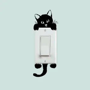 DIY Lucu Hitam Kucing Anjing Tikus Tikus Anak Tombol Stiker Dinding Stiker Rumah Kamar Tidur Lampu Ruang Anak-anak Dekorasi Ruang Tamu